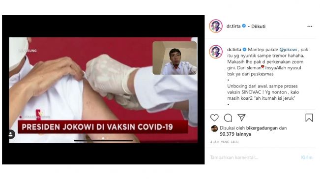 Unggahan Dokter Tirta soal sikap Presiden Jokowi (instagram.com/dr.tirta)