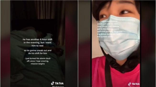 Perempuan Ini Jadi Driver Ojol Demi Gantikan Pacar yang Sakit (tiktok.com/@hellohsiang)