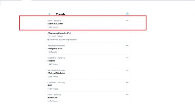 Syekh Ali Jaber jadi trending topic. [Twitter]