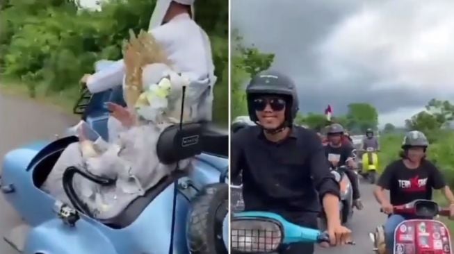 So Sweet! Begini Cara Pengantin yang Hobi Vespa Rayakan Pesta Pernikahan