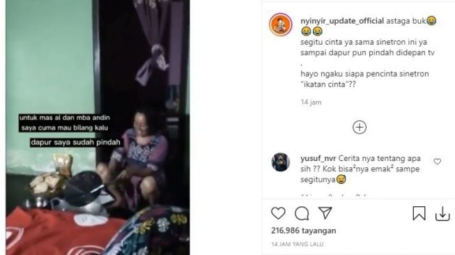 Aksi terniat ibu-ibu demi menonton sinetron. (Instagram)