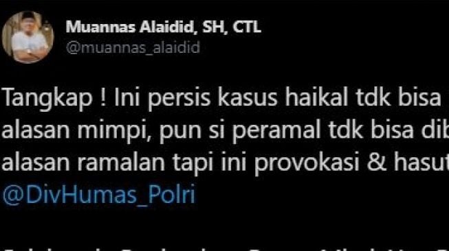 Cuitan Muannas Alaidid. (Twitter)