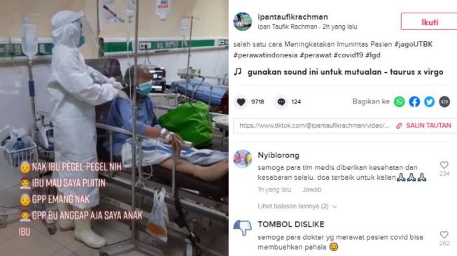 Viral tenaga medis pijat pasien Covid-19. (Tiktok)