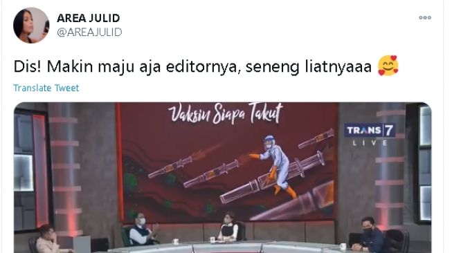 Tayangan Mata Najwa yang menghadirkan Ridwan Kamil sebagai narasumber (Twitter)