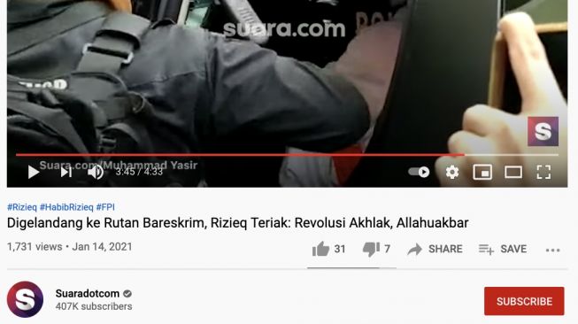 Video Habib Rizieq digelandang ke Rutan Bareskrim (Youtube)