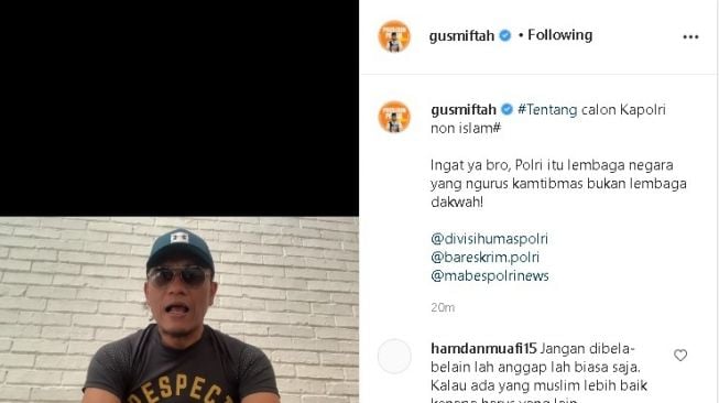 Gus Miftah menjawab pendapat kontra soal agama calon kapolri Komjen Listyo Sigit Prabowo. - (Instagram/@gusmiftah)