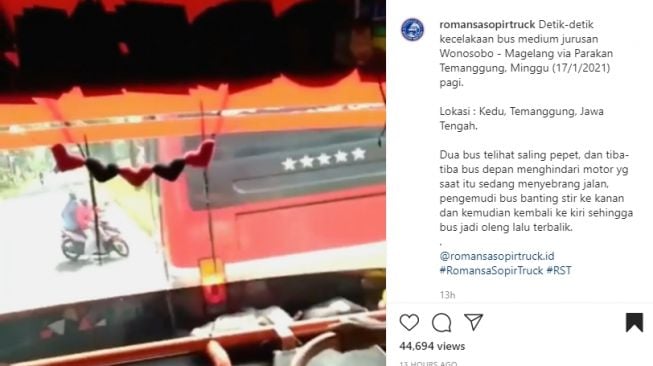 Motor Asyik Slonong Boy, Korbannya Bus Terguling di Jalan Raya Kedu-Parakan