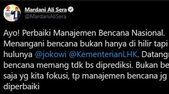 Cuitan Mardani Ali Sera. (Twitter)