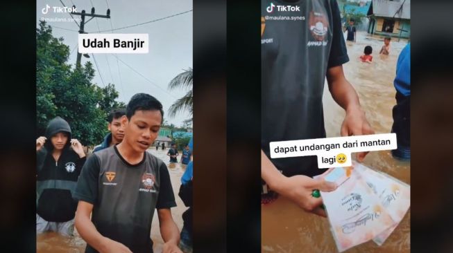 Lagi Banjir Malah Dapat Undangan Nikah Mantan, Reaksi Pria Ini Jadi Viral