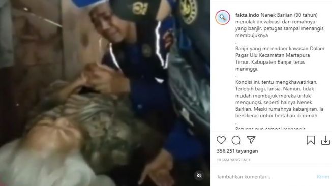 Video nenek tolak saat hendak dievakuasi. (Instagram)