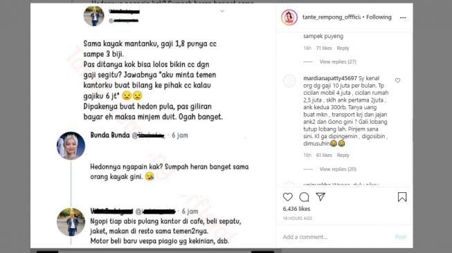 Kisah pekerja gaji Rp 1,8 juta punya 3 katu kredit [Instagram/tante_rempong_offficial]