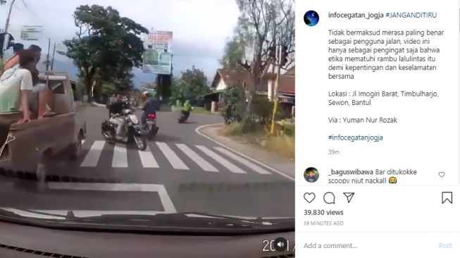 Ugal-ugalan di Jalan Imogiri Barat, Aksi Pengendara Motor Ini Bikin Geram