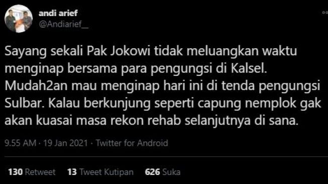 Cuitan Andi Arief. (Twitter)