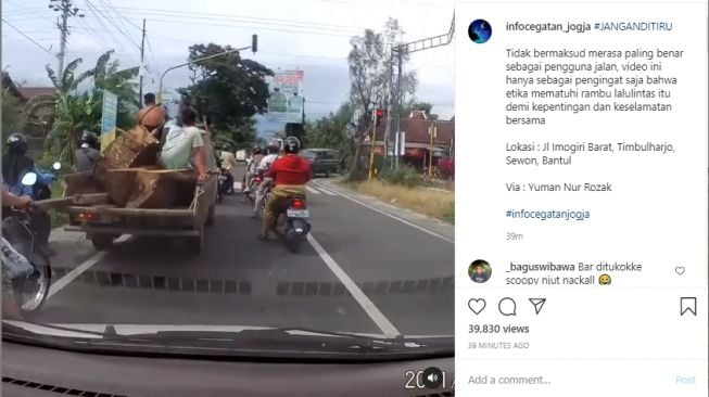 Detik-detik pengendara motor terobos lampu merah dan bahayakan pengendara lainnya. - (Instagram/@infocegatan_jogja)