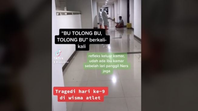 Viral bapak pasien Covid-19 di Wisma Atlet berteriak minta tolong karena kelaparan (TikTok/@aysyahrkz).