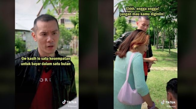 Viral Sandiwara Tagih Utang di Depan Pacar (tiktok.com/@davsurj)