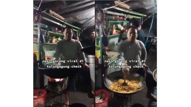 Aksi pedagang nasi goreng jualan sambil mengumpat (twitter.com/Wariman_)