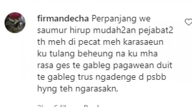 Warga protes Kota Bandung dukung perpanjangan PPKM. [Tangkapan Layar Instagram @infojawabarat]