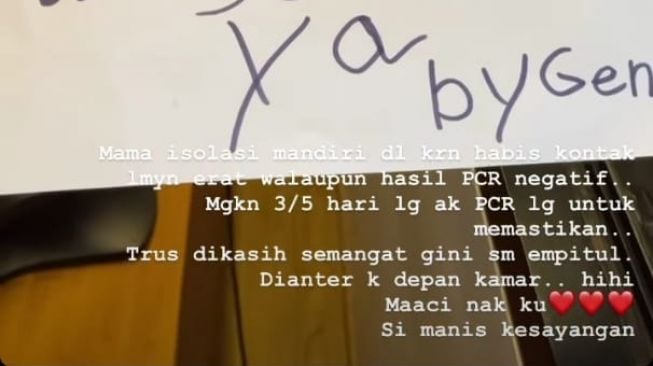 Gisel Isolasi mandiri. [foto: tangkapan layar Instagram]