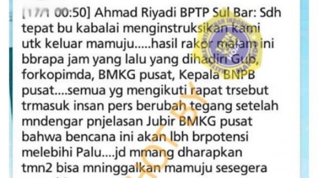 CEK FAKTA: Benarkah Warga Diminta Kosongkan Mamuju karena Gempa Susulan?