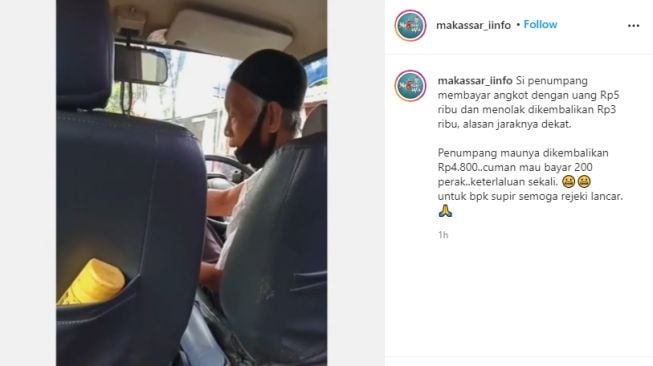 Viral sopir angkot yang cuma dibayar Rp 200. (Instagram)