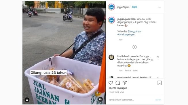 Tunanetra penjual camilan, merantau sendiri ke Yogyakarta. [Instagram] 