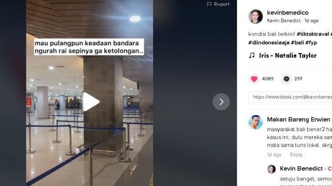 Viral video kondisi Bali saat PPKM. (Instagram/@kevinbenedico)