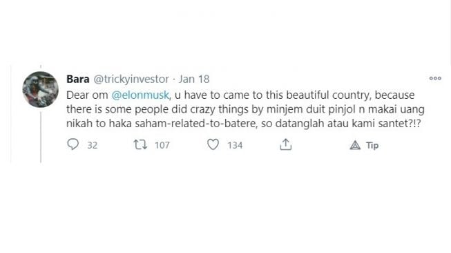 Cuitan barbar warga 62 tanggapi Elon Musk (Twitter)