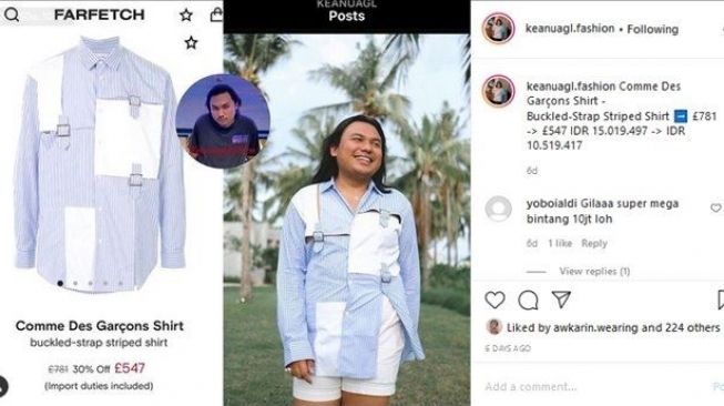 Dikira barang endorse, baju Keanu Agl harganya mahal. (Instagram/@keanuagl.fashion)