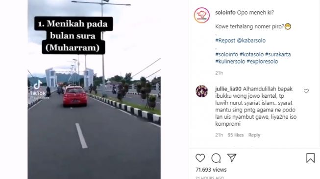 Lima larangan suku Jawa saat akan menikah. - (Instagram/@soloinfo)