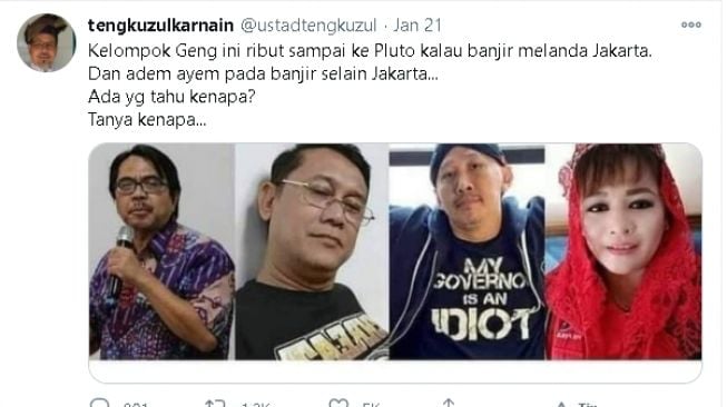 Cuitan Tengku Zul sindir Permadi Arya Cs (Twitter/@ustadtengkuzul)