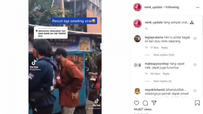 Kondisi Odading Mang Soleh dulu dan sekarang. - (Instagram/@nenk_update)