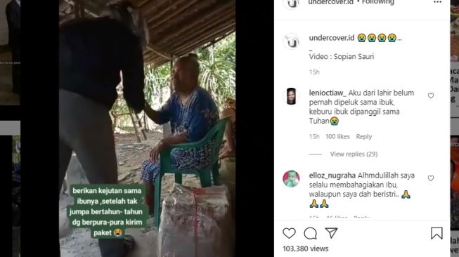 Pura-pura jadi kurir paket untuk kejutkan ibu. [Instagram/@undercover.id]