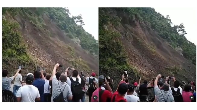 Aksi warga rekam detik-detik tanah longsor (instagram.com/fakta.indo)