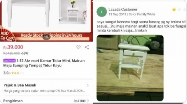 Sabar Yah Bu, Beli Meja Tempat Tidur di Olshop Malah yang Datang Ini