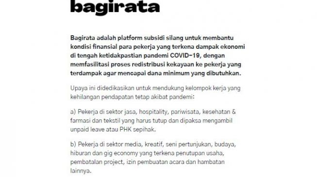 Social crowdfunding bagirata. (Bagirata)