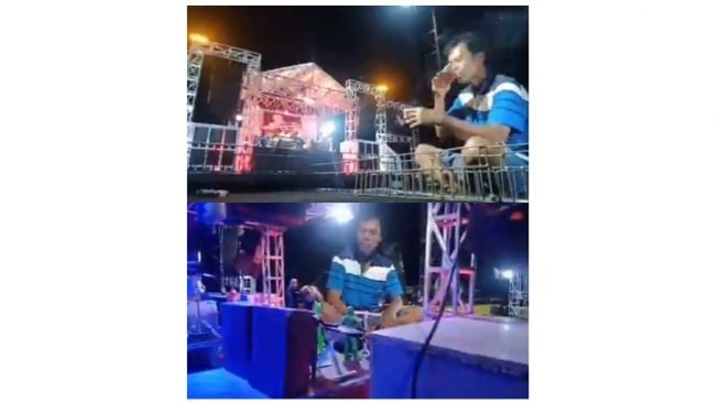 Viral titan cabang Tulungagung sedang menonton konser dangdut (twitter.com/rentetanretet)