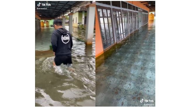 Genangan air banjir menjadi viral lantaran begitu jernih (tiktok.com/@ilhamwahyur)