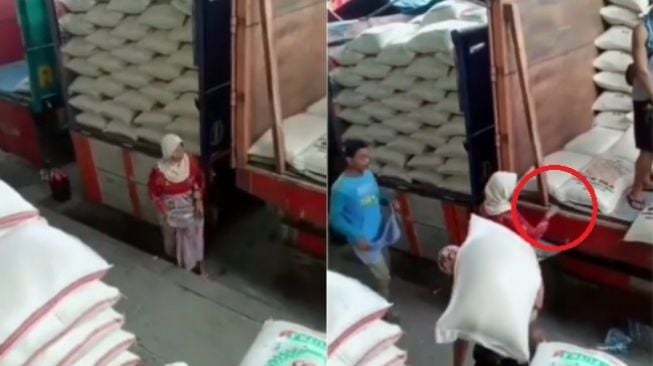 Menyayat Hati, Nenek Ini Kumpulkan Beras Jatuh dari Truk Demi Bisa Makan