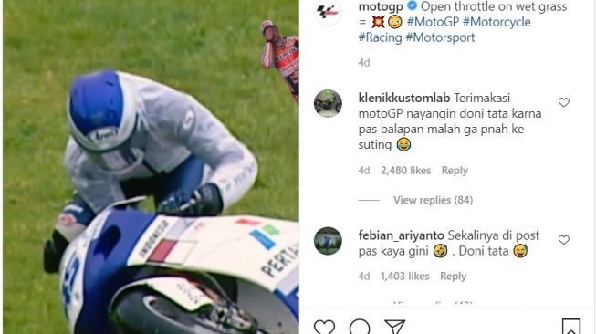 Aksi Doni Tata di MotoGP kembali viral di media sosial (Instagram)