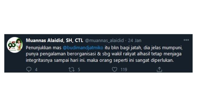  Muannas Alaidid tanggapi isu pengangkatan Budiman Sudjatmiko dituding bagi-bagi jatah (@muannas_alaidid)