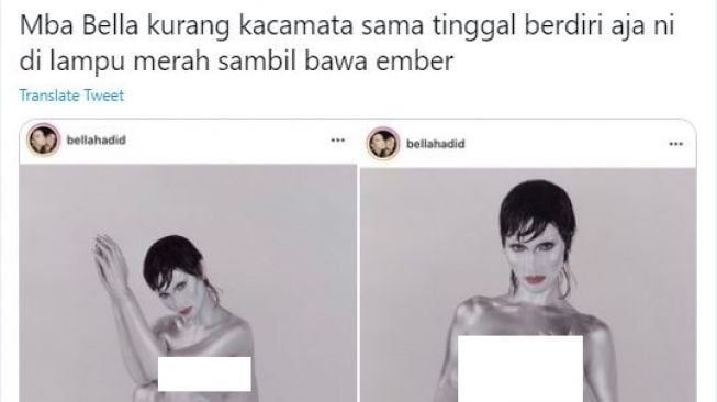 Bella Hadid Dandan Mirip Manusia Silver, Netizen: Kurang Kacamata dan Ember