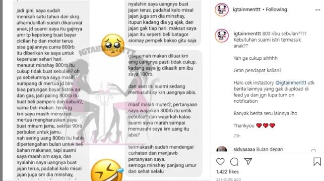 Curhat Istri Tak Cukup Dijatah Rp 800 Ribu Per Bulan, Malah Dimusuhi Suami