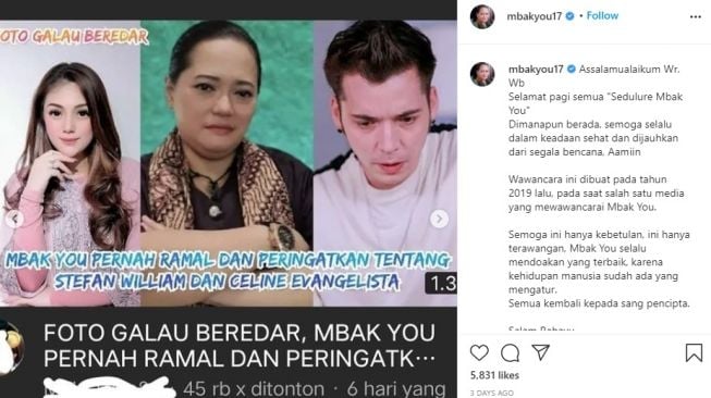 Unggahan Mbak You [Instagram/@mbakyou17]