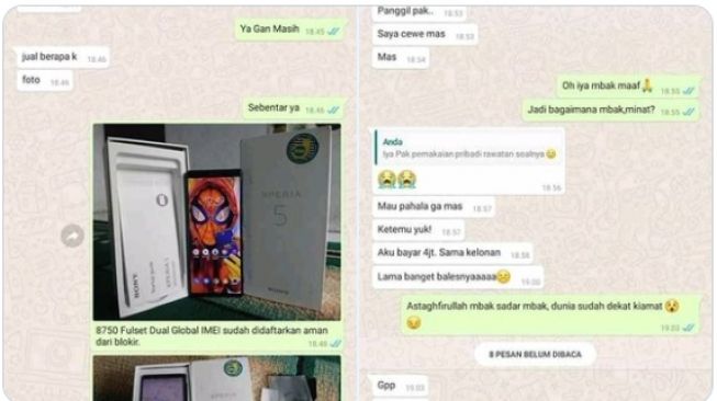 Percakapan penjual dan pembeli HP yang bikin publik penasaran endingnya (Twitter)