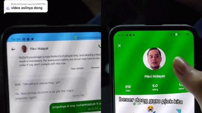 Ternyata sopir taksi online merupakan gurunya sendiri (TikTok)