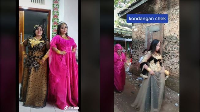 Ibu-ibu Heboh ke Kondangan Pakai Baju Bertabur Emas, Bikin Geleng Kepala