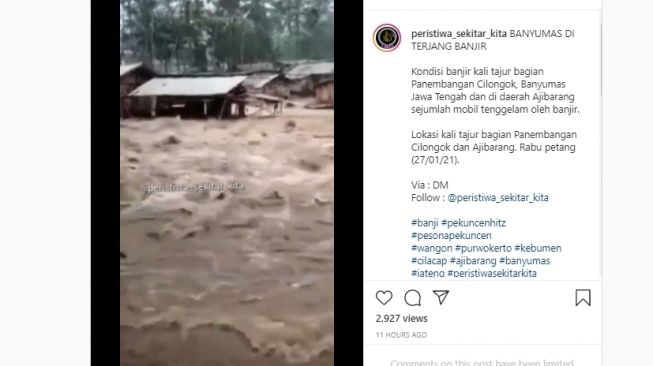 Detik-detik Banjir Landa Banyumas, Tenggelamkan Mobil Warga