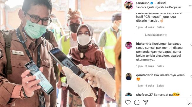 Menteri Sandiaga Uno tiba di Bali [Instagram]