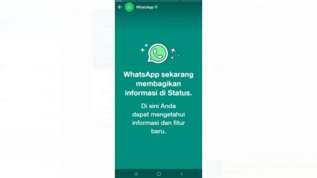 WhatsApp berikan update lewat status. [Screenshot/Lintang Siltya Utami]